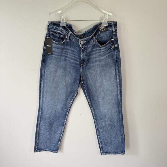 Silver Jeans Denim - Silver Jeans Suki Curvy Mid Rise Straight Crop Jeans Womens Plus 22W L27 NEW